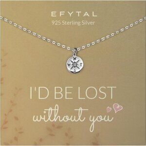 Sterling Silver or 14K Gold Plated Compass Necklace for Girlfriend|Women|Wife